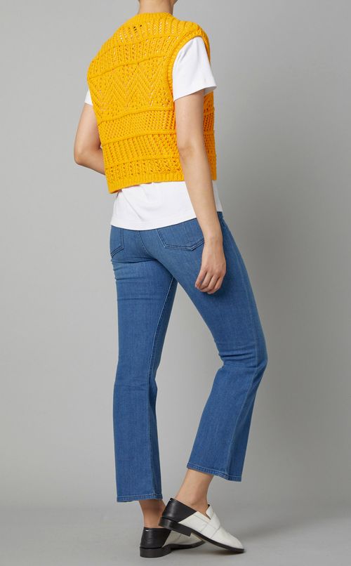 すかし編みノースリーブニットトップス