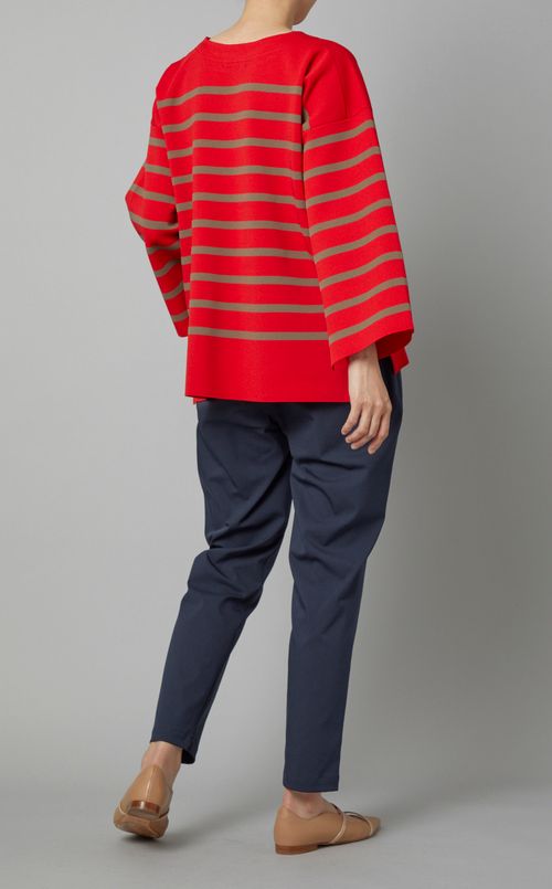 ボーダーフレアスリーブプルオーバー