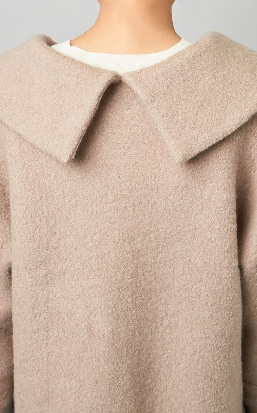 ウール混オープンカラーニット