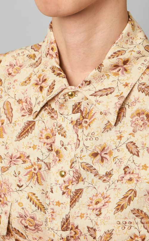 ボタニカルプリントリネンシャツ