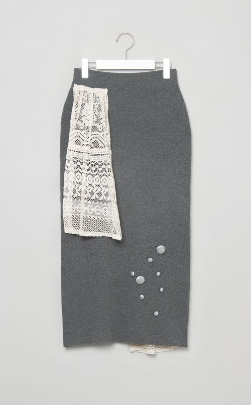 【roop】race glitter knitskirt