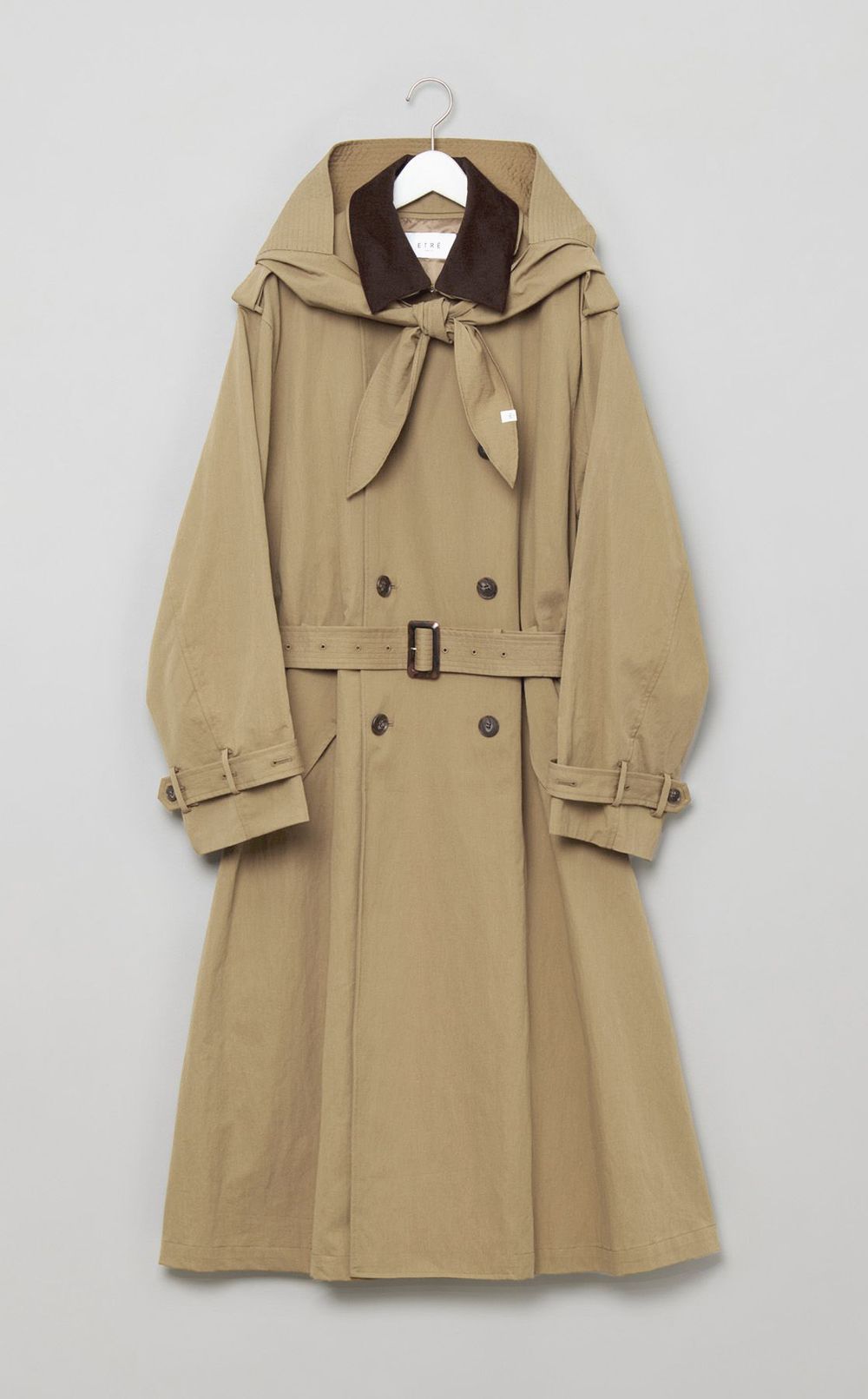 フードストールロングトレンチコート