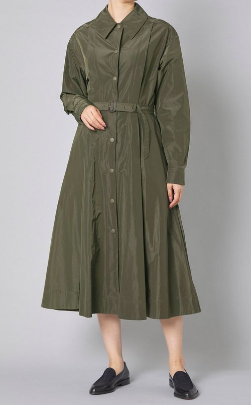 ナイロンタフタベルテッドコートワンピース