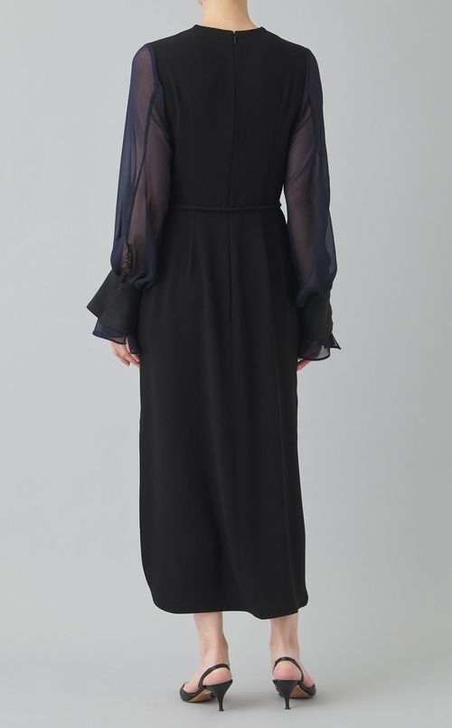 ベリー刺繍シアースリーブドレス