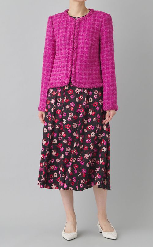 フラワープリントギャザーワンピース