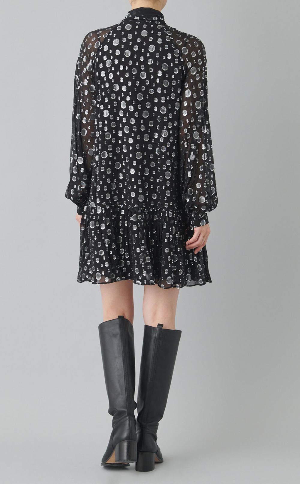 メタリックドットボウタイミニワンピース