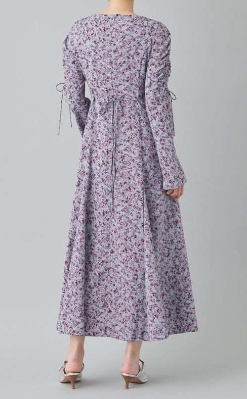 パフスリーブリボンプリントワンピース