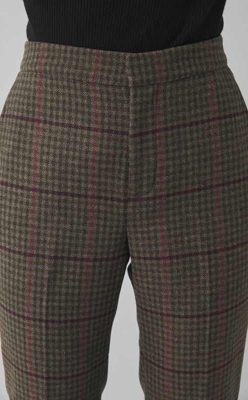 ウールチェックフラットフロントパンツ