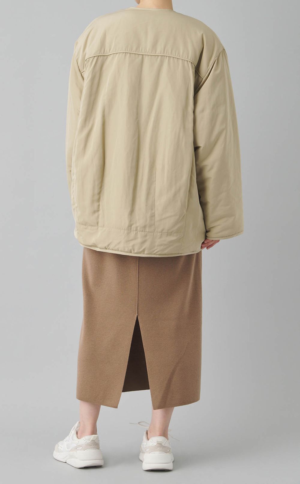 リバーシブルノーカラーブルゾン