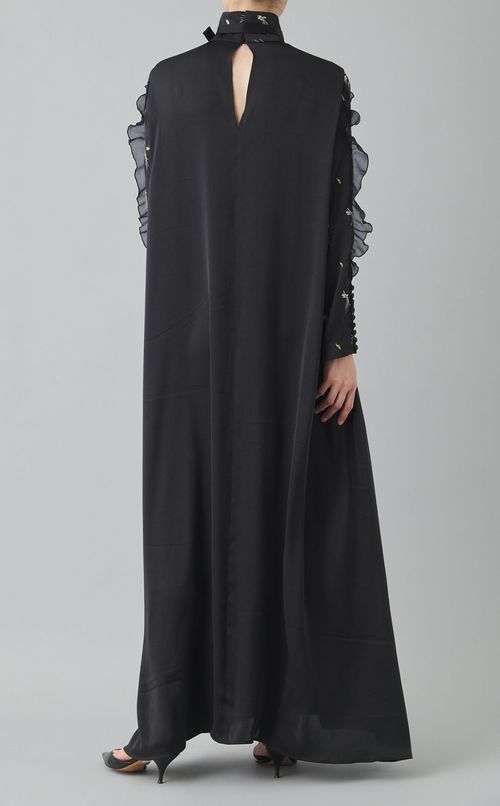 サテン刺繍ギャザードレス