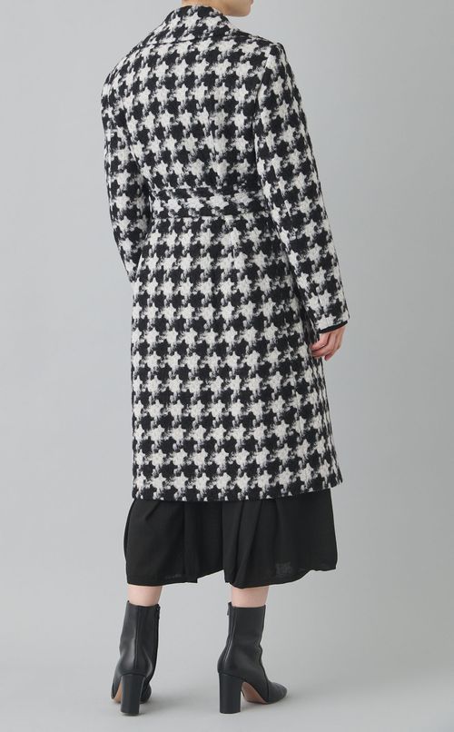 ウールハンドトゥースベルテッドコート