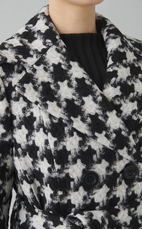 ウールハンドトゥースベルテッドコート