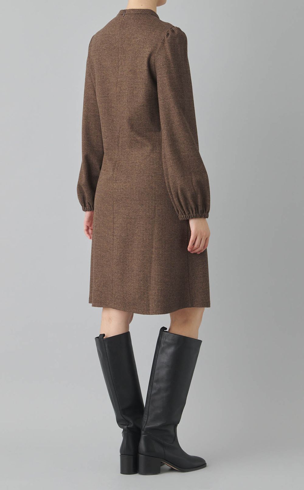 ヘリンボーンフレアスリーブワンピース