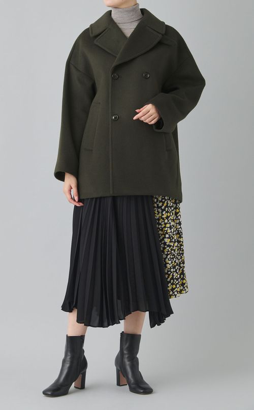 異素材プリーツ巻きスカート