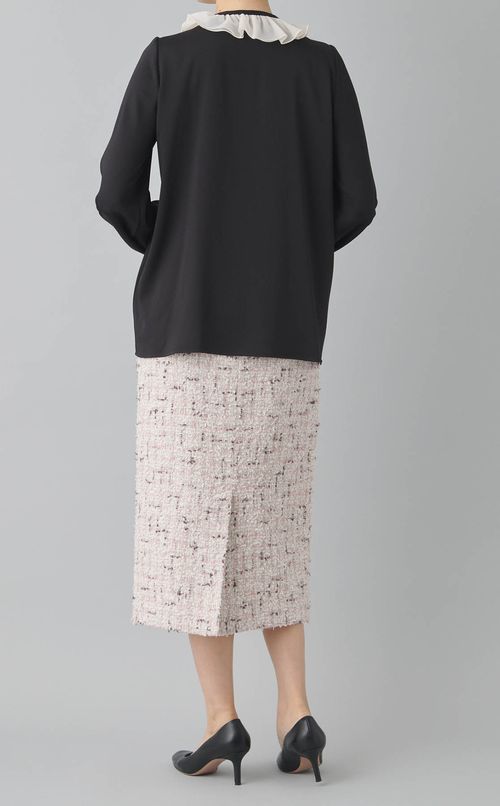 バイカラーラッフルブラウス