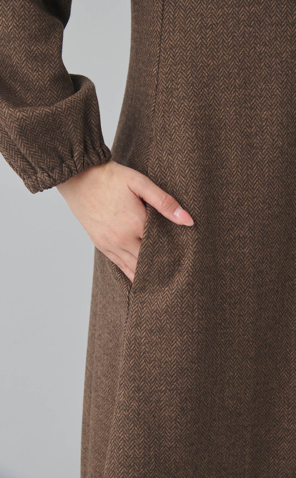 ヘリンボーンフレアスリーブワンピース