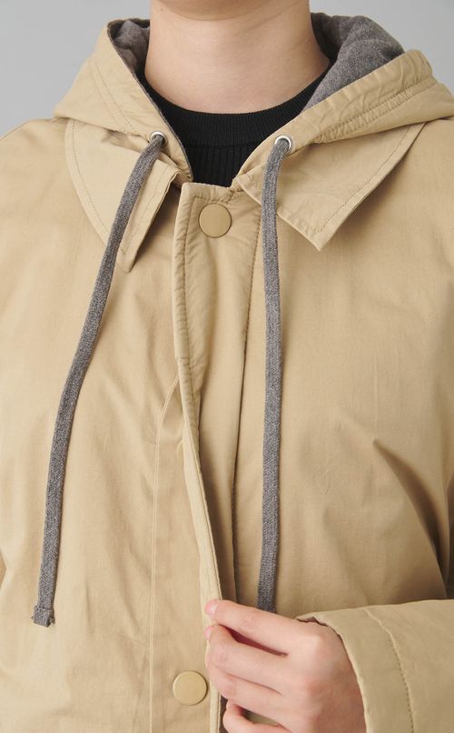 コットン中綿フード付卜レンチコート