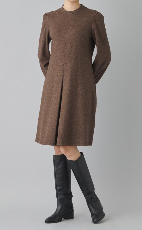 ヘリンボーンフレアスリーブワンピース