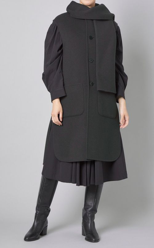 マフラー付サイドスリットジレ