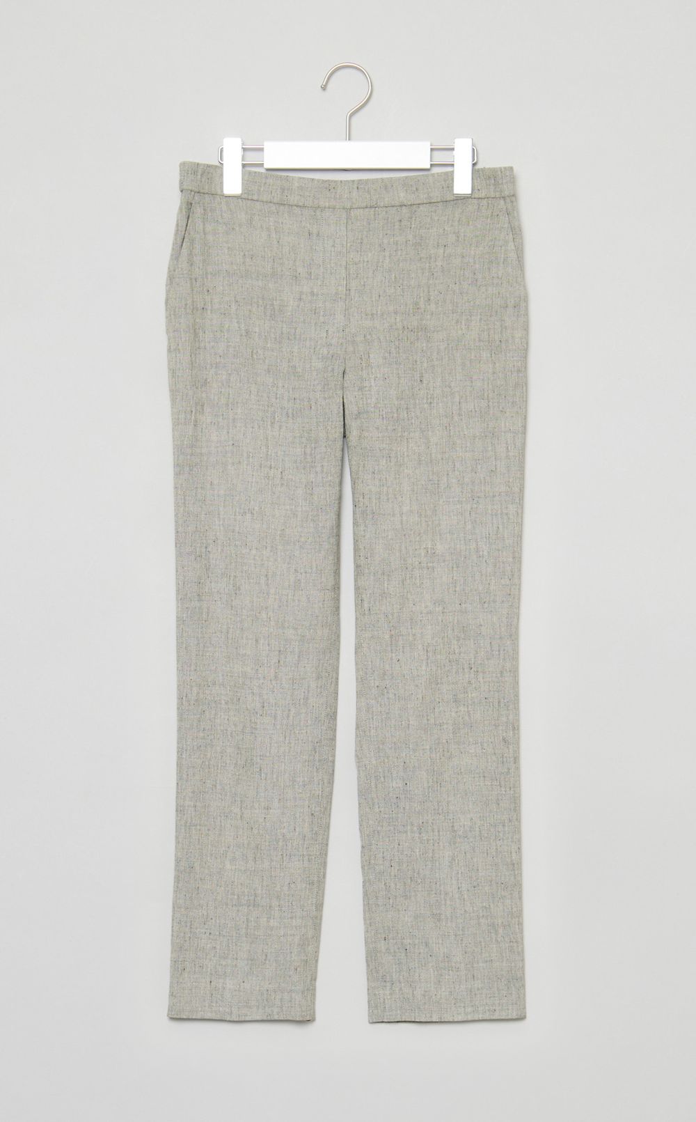 リネン混シャークスキンテーパードパンツ