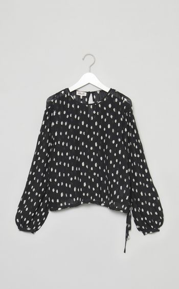 ドットシースループリーツブラウス