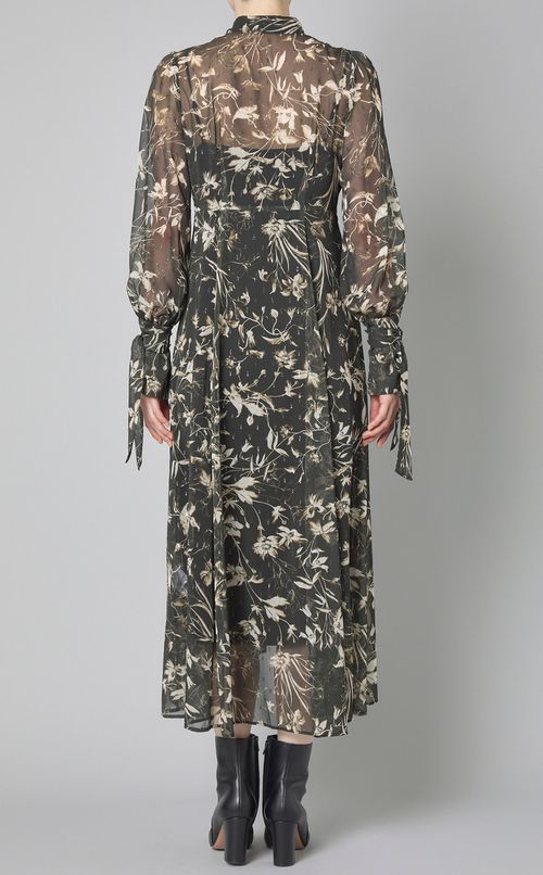 プリントボウタイフレアワンピース