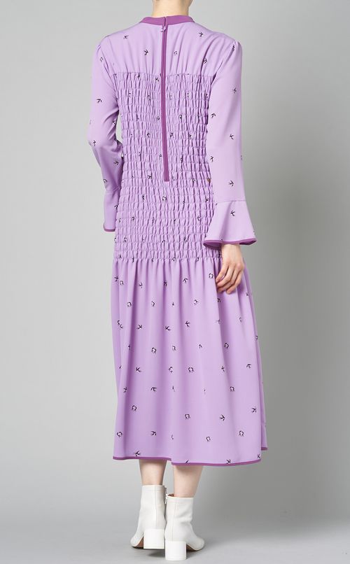 ツバメプリントギャザーワンピース