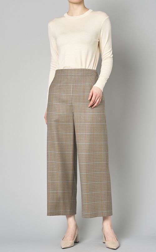 チェックプリントストレートパンツ