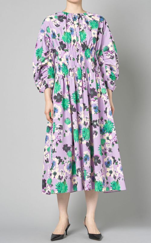 フラワープリントボリュームワンピース
