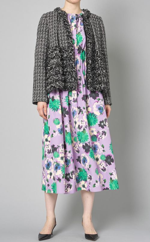 フラワープリントボリュームワンピース