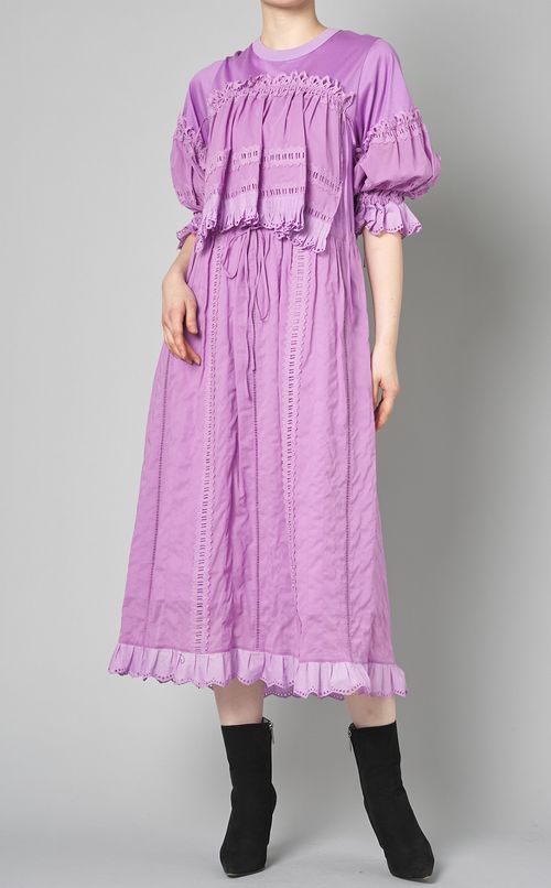 タックレースフリルワンピース