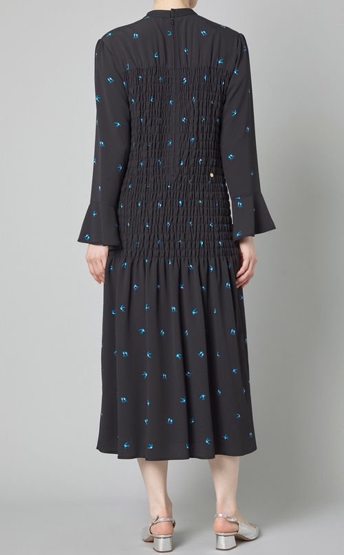 ツバメプリントギャザーワンピース