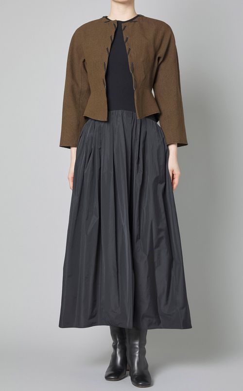 シルク混ウエストギャザーワンピース