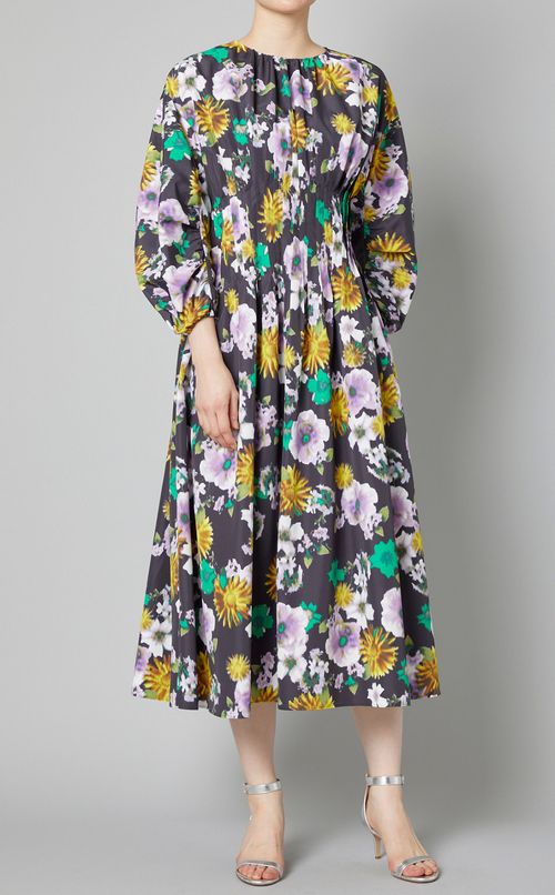 フラワープリントボリュームワンピース