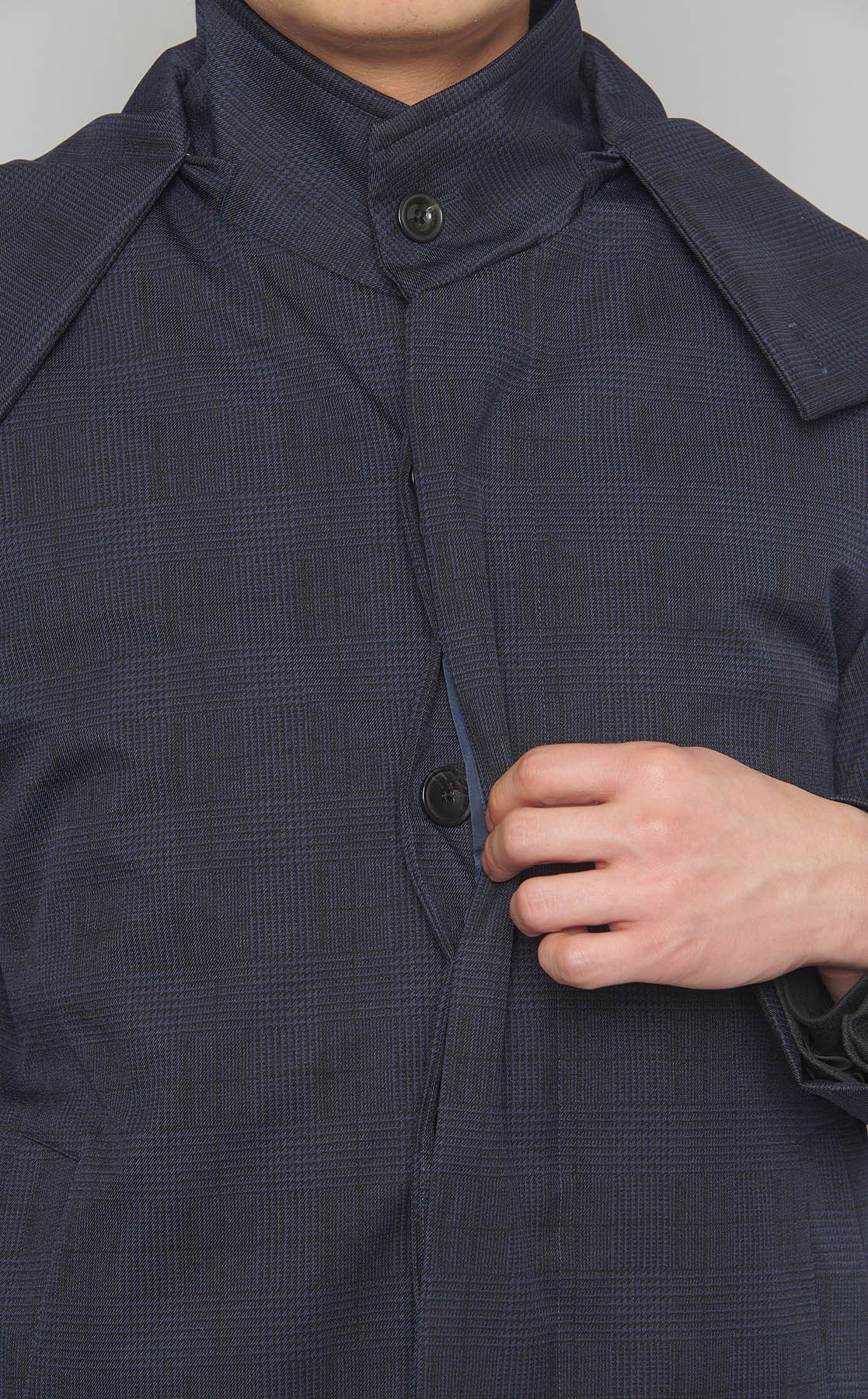 MEN'S MELROSE｜グレンチェックスタンドショートコート