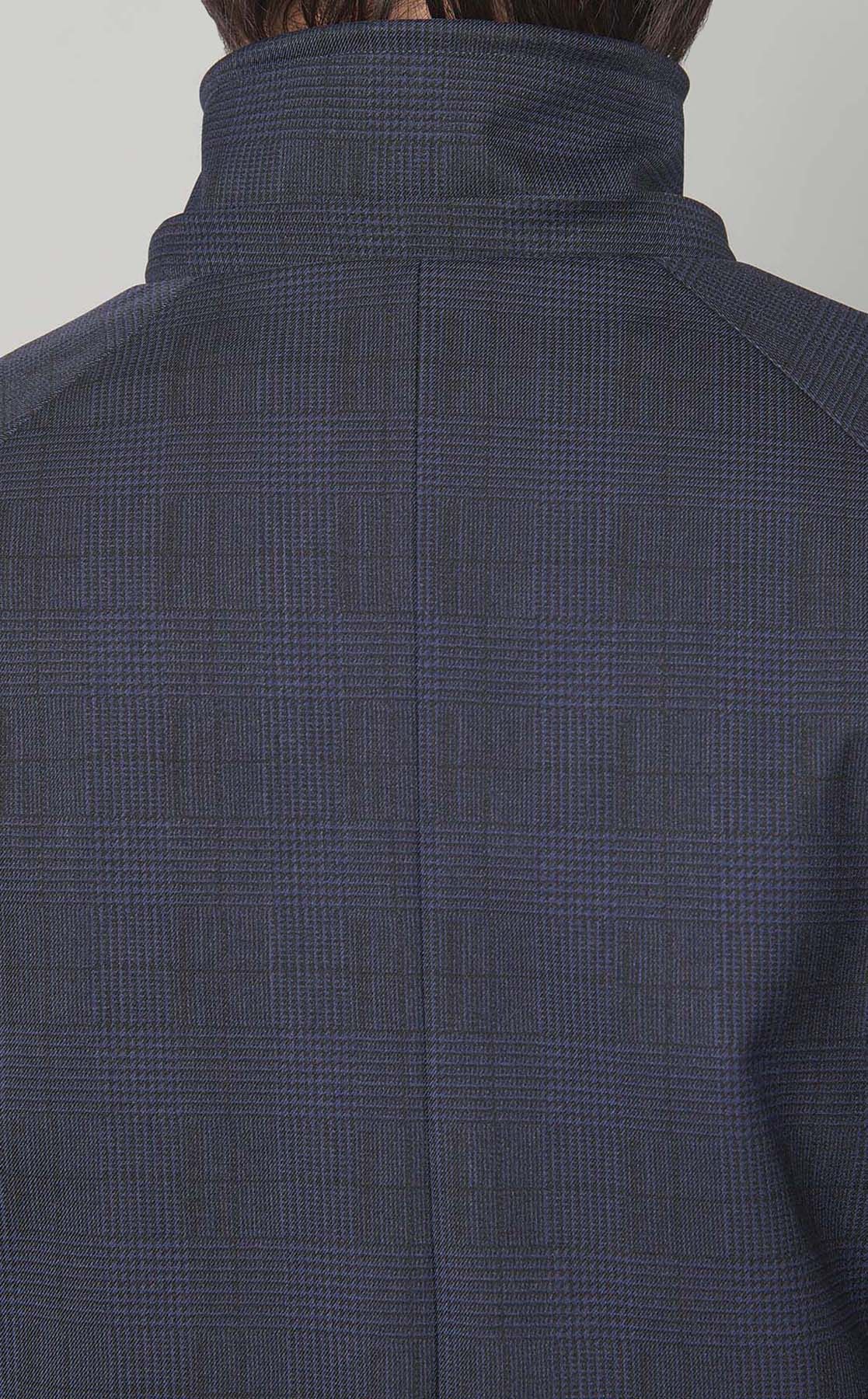 【ネイビー】グレンチェックボンディングスタンドショートコート MEN'S MELROSE｜グレンチェックスタンドショートコート