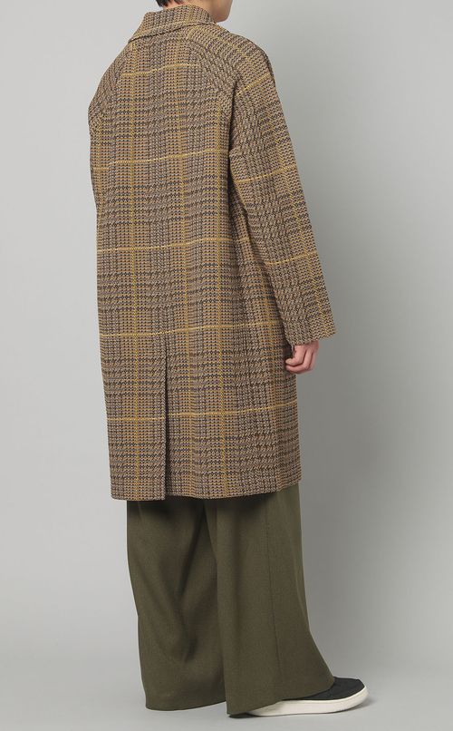 グレンチェックラグランコート