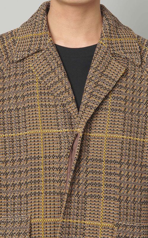 グレンチェックラグランコート