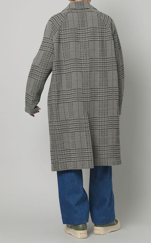 グレンチェックラグランコート