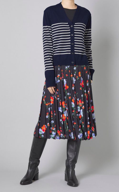 ウールボーダー Vネックカーディガン