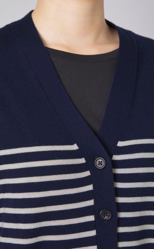 ウールボーダー Vネックカーディガン