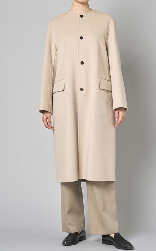 ダブルフェイスノーカラーコート