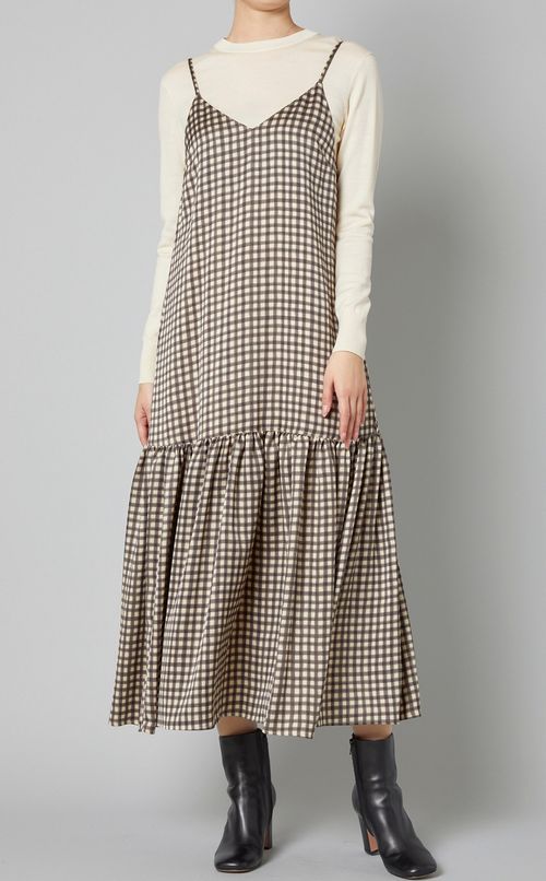 チェックプリントキャミソールドレス