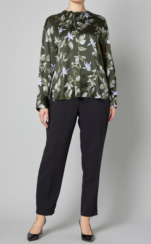 ベルフラワープリントドレープブラウス