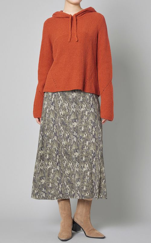 コットンナイロンニットフーディ