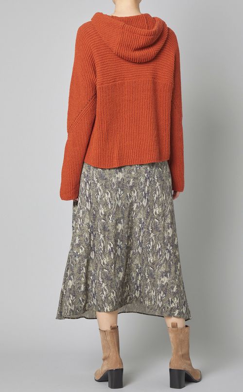 コットンナイロンニットフーディ