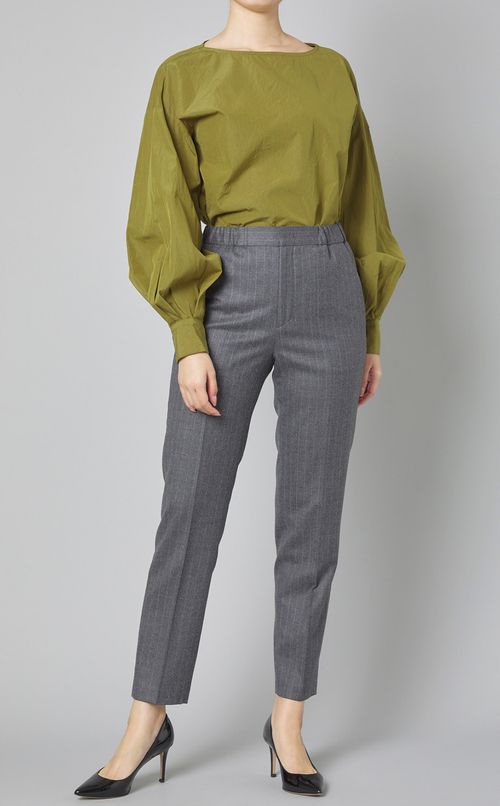 コットンシルクボートネックブラウス