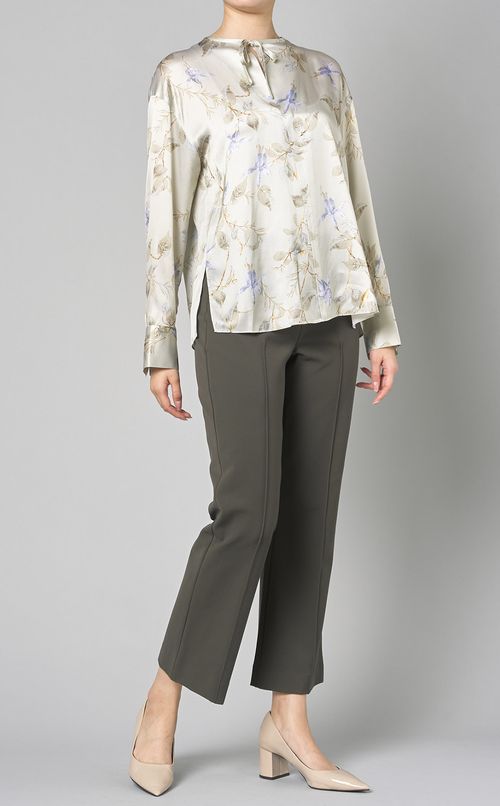 ベルフラワープリントドレープブラウス