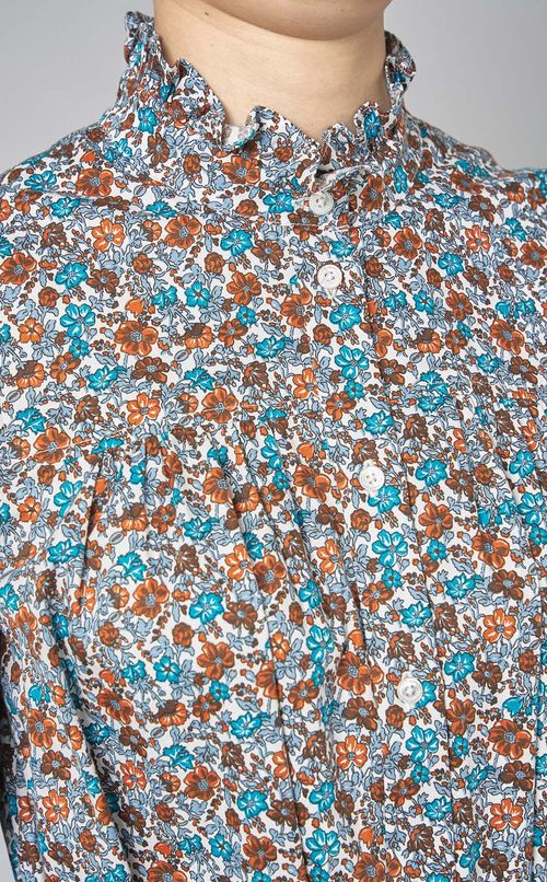 フラワープリントギャザーワンピース