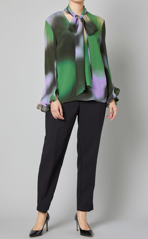 フェイドプリントボウタイブラウス